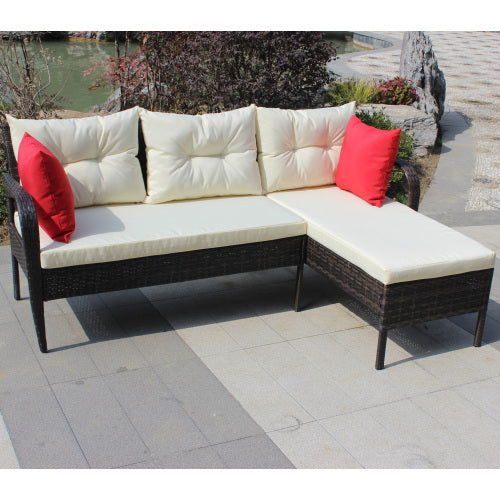 Outdoor Patio Furniture Sets 2 Piece Conversation Set Wicker Ratten Sectional Sofa With Seat Cushionsbeige Cushion