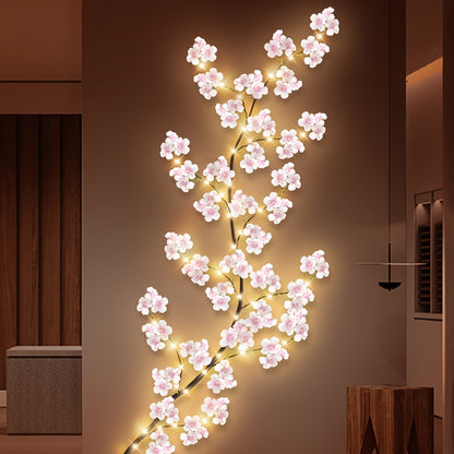 USB Powered Cherry Blossom Branch Lamp, 1pc Energy-Efficient LED Strip Lights with Push Button Control, Realistic Artificial Flowers for Spring/Summer Indoor/Outdoor Decor, Wedding, Christmas - No Battery Included