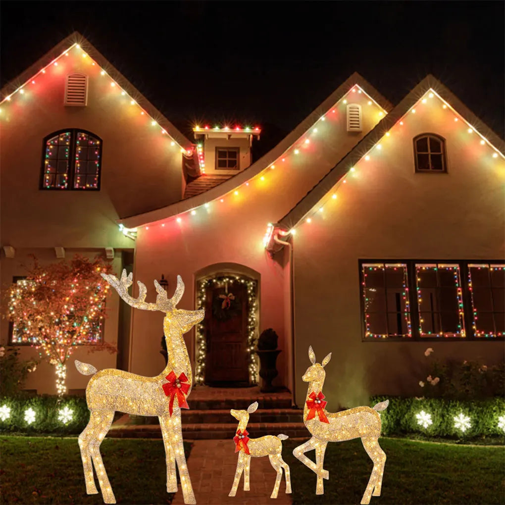 Christmas Garden Decor with 3 piece LED Reindeers