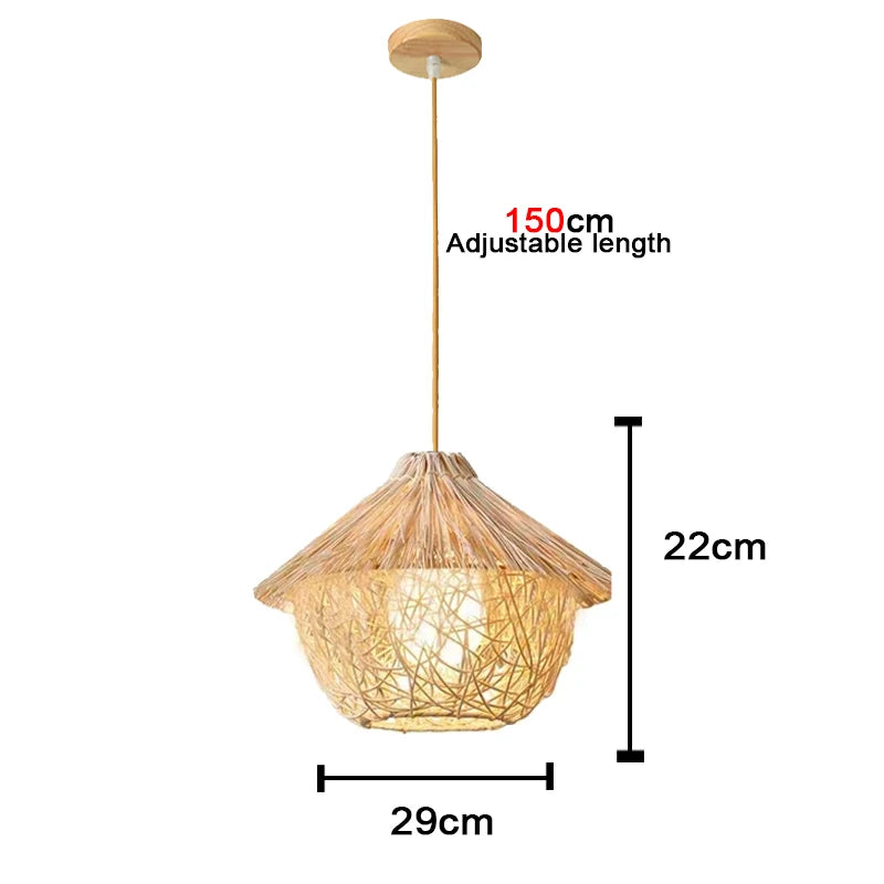 Retro Hand Woven Bamboo Chandelier Chinese style Droplight Hotel, Bedroom, Living room, Art Decor pendant Light