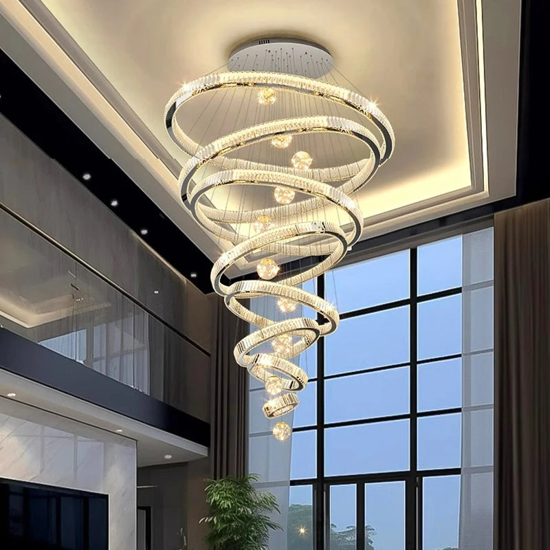 Royal looking heavenly crystal multiple ring-shaped chandelier, Living room Pendant light