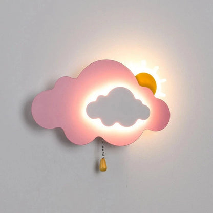 Cute tricolor LED bedside wall lights with sun-cloud Theme