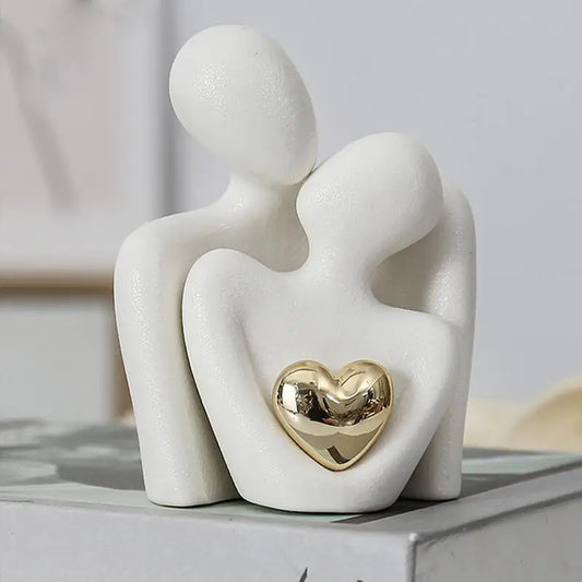 Decorative Abstract Couple Statue, Modern Decoration Home Sculpture Ceramic Figure Crafts Ornaments