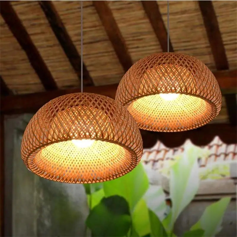 Retro Hand Woven Bamboo Chandelier Chinese style Droplight Hotel, Bedroom, Living room, Art Decor pendant Light