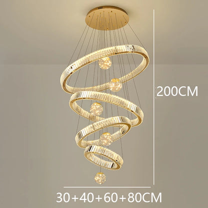 Royal looking heavenly crystal multiple ring-shaped chandelier, Living room Pendant light