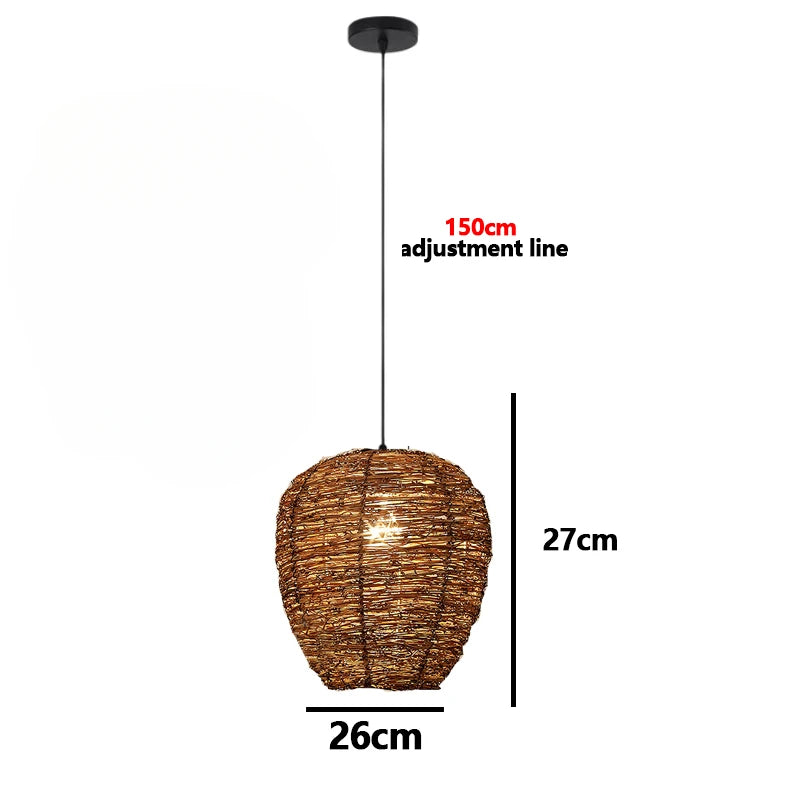 Retro Hand Woven Bamboo Chandelier Chinese style Droplight Hotel, Bedroom, Living room, Art Decor pendant Light