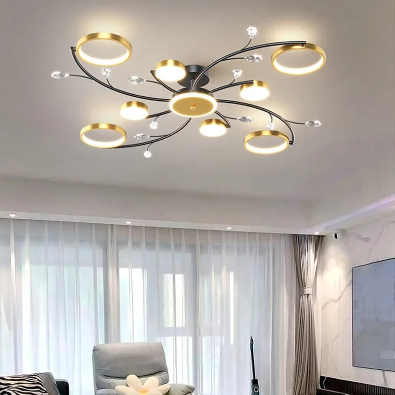 Royal Nordic Glass Ceiling Chandelier in Black and Gold - the perfect Ceiling Light for your Living Room or Bedroom