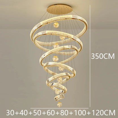 Royal looking heavenly crystal multiple ring-shaped chandelier, Living room Pendant light