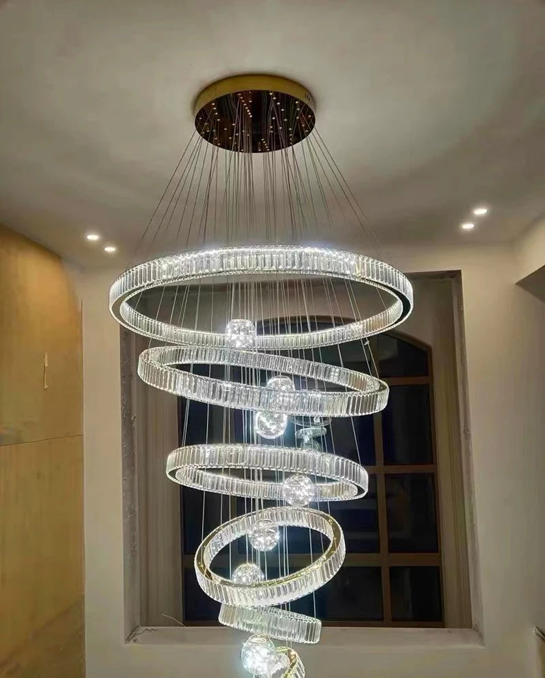 Royal looking heavenly crystal multiple ring-shaped chandelier, Living room Pendant light