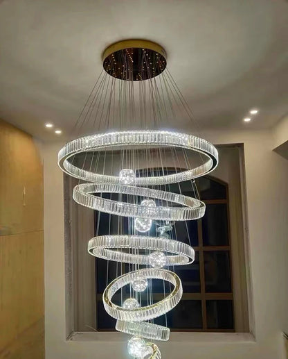 Royal looking heavenly crystal multiple ring-shaped chandelier, Living room Pendant light