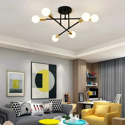 Ceiling Chandelier Metalic LED Light Frame Suitable for Bedrooms Living Rooms