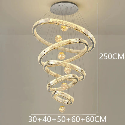 Royal looking heavenly crystal multiple ring-shaped chandelier, Living room Pendant light