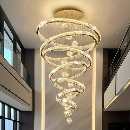 Royal looking heavenly crystal multiple ring-shaped chandelier, Living room Pendant light