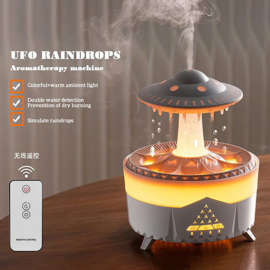 Smart Remote LED Humidifier Mushroom Rain theme with Colorful Lights Raindrop Aroma Humidificador for Home