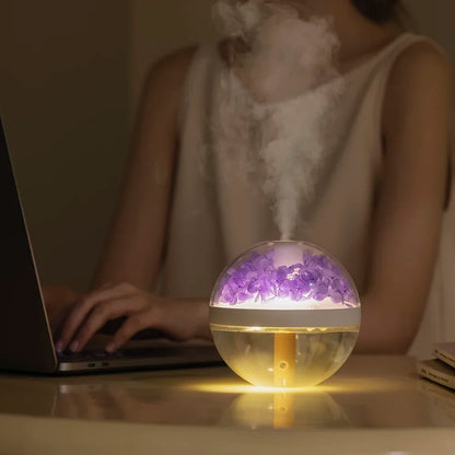 Air Humidifier USB Rechargeable Home Hydration Humidifier Colour LED Light Mist Maker Flower Humidificador