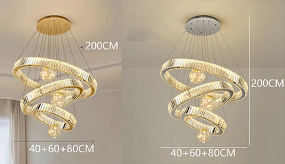 Royal looking heavenly crystal multiple ring-shaped chandelier, Living room Pendant light