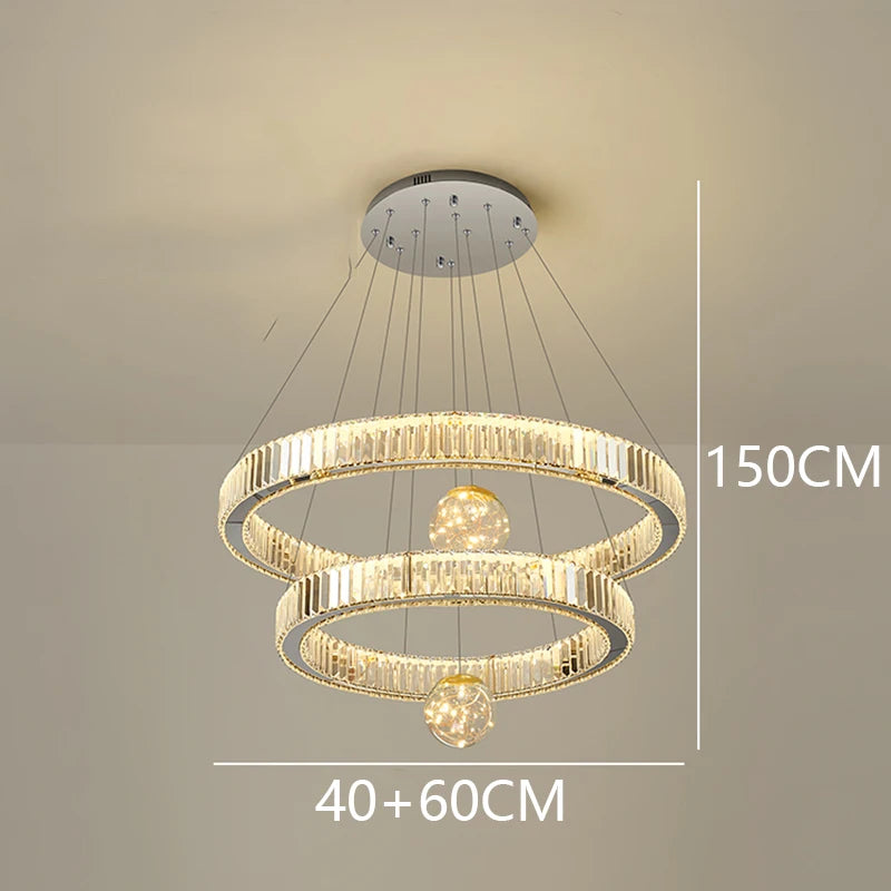 Royal looking heavenly crystal multiple ring-shaped chandelier, Living room Pendant light