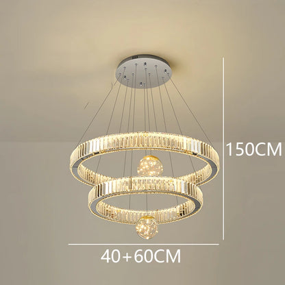 Royal looking heavenly crystal multiple ring-shaped chandelier, Living room Pendant light