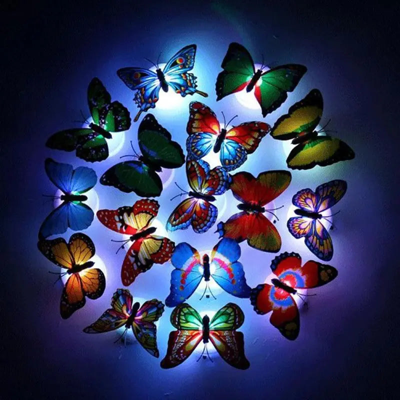 Butterfly Night Lights 3D Butterfly Wall Sticker Lamps Luminous LED Home Decoration Light