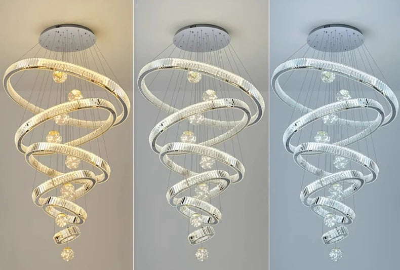 Royal looking heavenly crystal multiple ring-shaped chandelier, Living room Pendant light