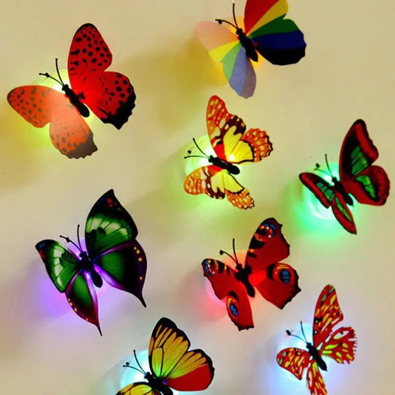 Butterfly Night Lights 3D Butterfly Wall Sticker Lamps Luminous LED Home Decoration Light