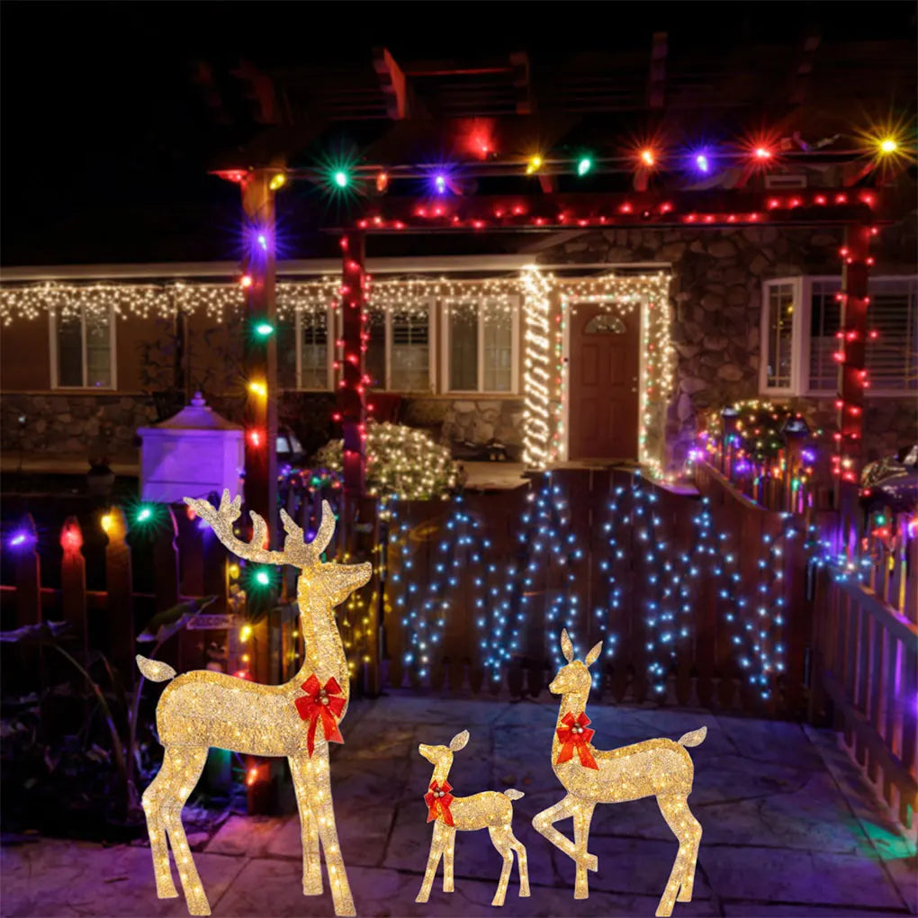 Christmas Garden Decor with 3 piece LED Reindeers