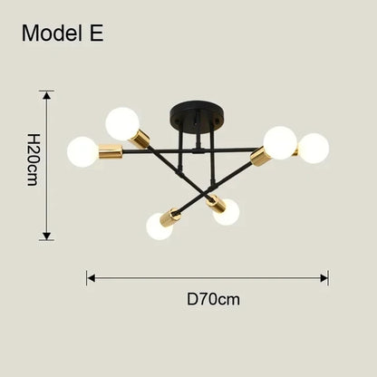 Ceiling Chandelier Metalic LED Light Frame Suitable for Bedrooms Living Rooms