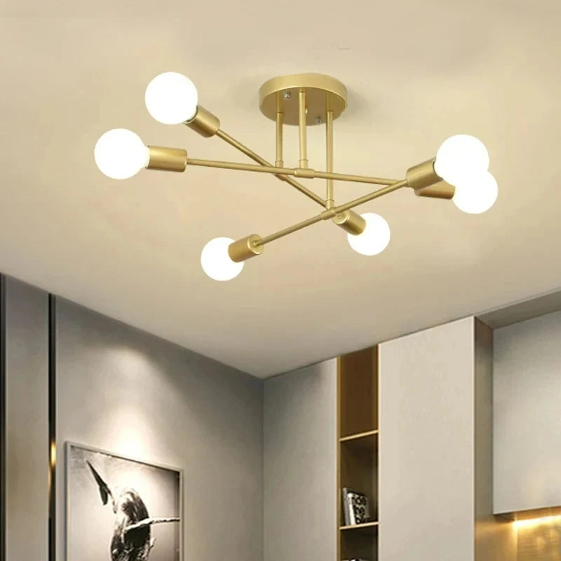 Ceiling Chandelier Metalic LED Light Frame Suitable for Bedrooms Living Rooms