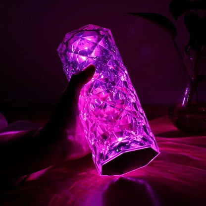 Rechargeable Rose LED Night Light 16 Color Crystal Table Lamp For Bedroom