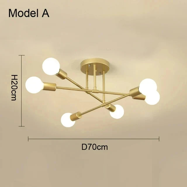 Ceiling Chandelier Metalic LED Light Frame Suitable for Bedrooms Living Rooms