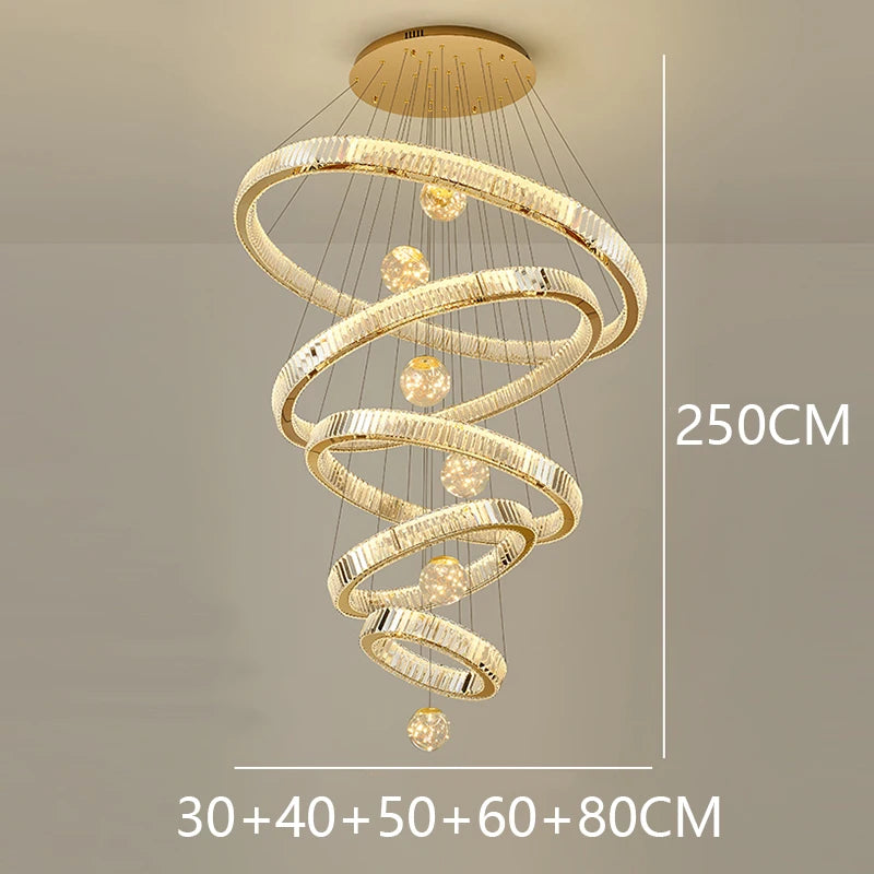 Royal looking heavenly crystal multiple ring-shaped chandelier, Living room Pendant light