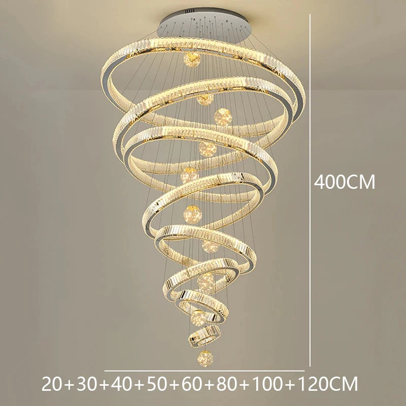 Royal looking heavenly crystal multiple ring-shaped chandelier, Living room Pendant light