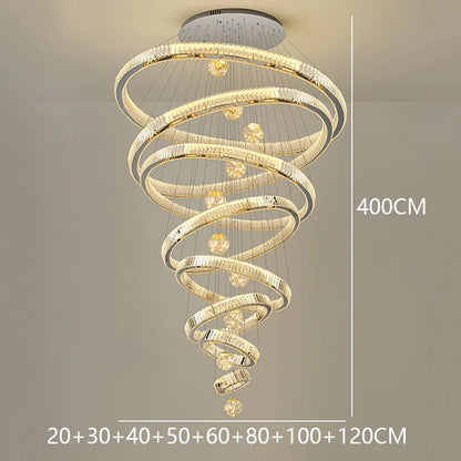 Royal looking heavenly crystal multiple ring-shaped chandelier, Living room Pendant light