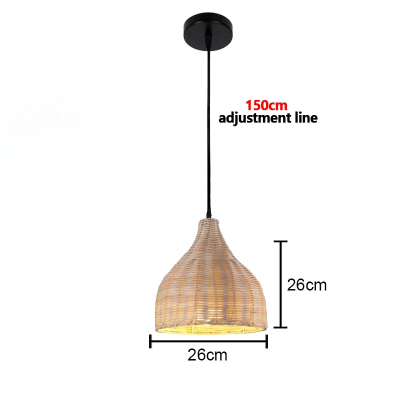 Retro Hand Woven Bamboo Chandelier Chinese style Droplight Hotel, Bedroom, Living room, Art Decor pendant Light