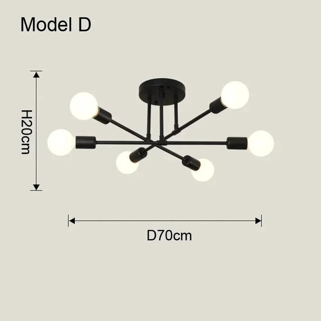 Ceiling Chandelier Metalic LED Light Frame Suitable for Bedrooms Living Rooms