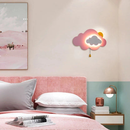 Cute tricolor LED bedside wall lights with sun-cloud Theme