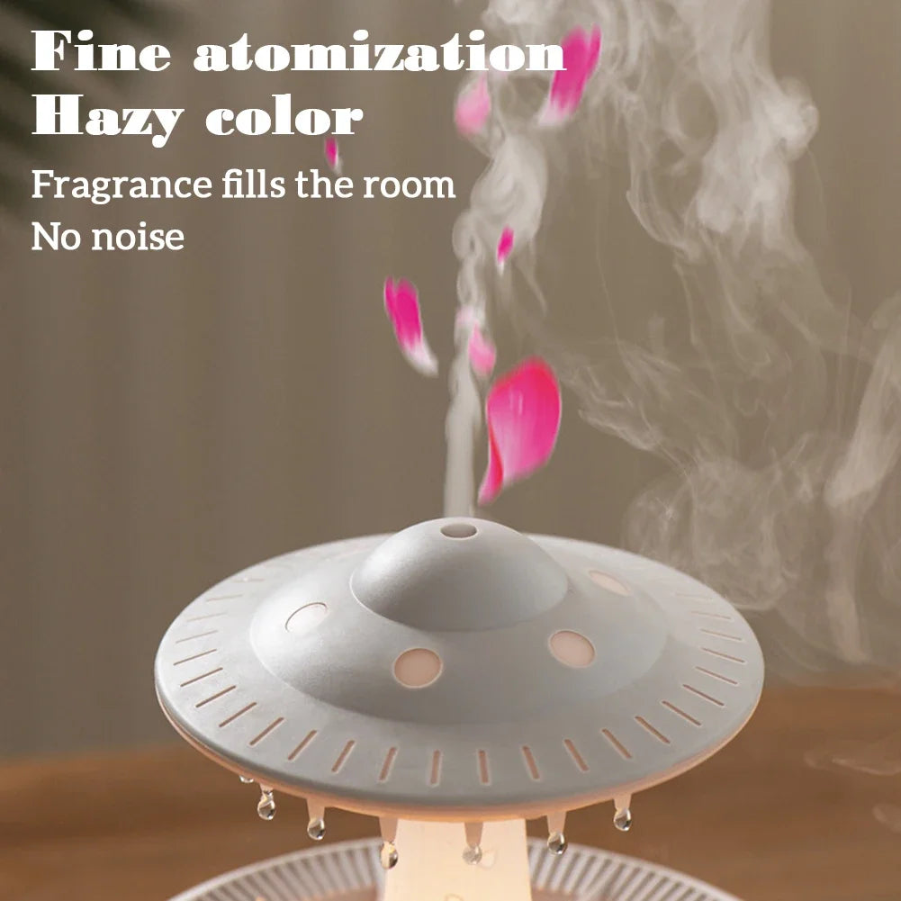 Smart Remote LED Humidifier Mushroom Rain theme with Colorful Lights Raindrop Aroma Humidificador for Home