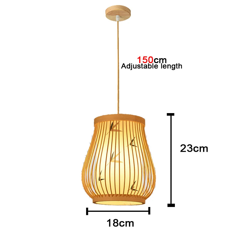 Retro Hand Woven Bamboo Chandelier Chinese style Droplight Hotel, Bedroom, Living room, Art Decor pendant Light