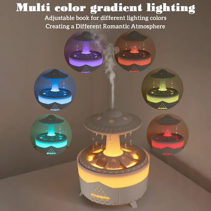 Smart Remote LED Humidifier Mushroom Rain theme with Colorful Lights Raindrop Aroma Humidificador for Home