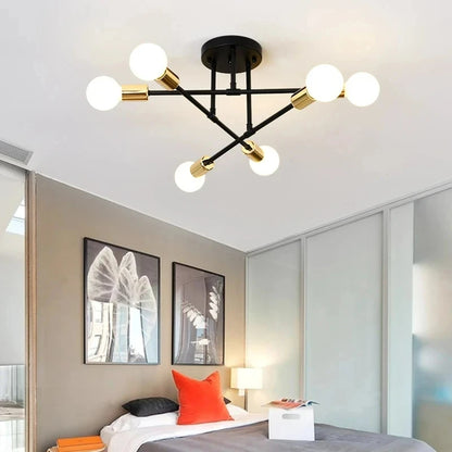 Ceiling Chandelier Metalic LED Light Frame Suitable for Bedrooms Living Rooms