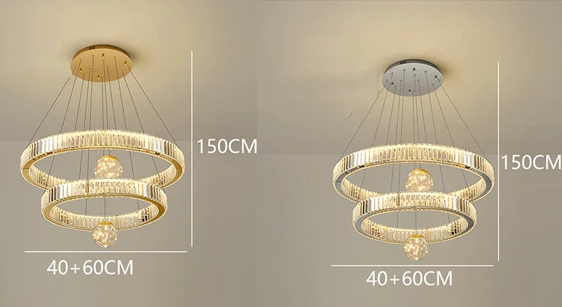 Royal looking heavenly crystal multiple ring-shaped chandelier, Living room Pendant light