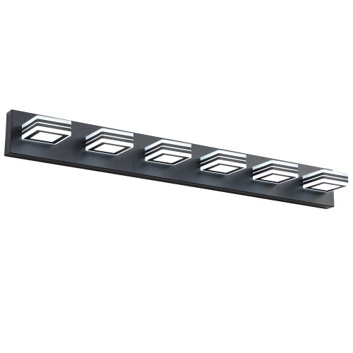 Led Modern Black Makeup Light 6 Light Acrylic Matte Black Bathroom Makeup Light Covering Mirror