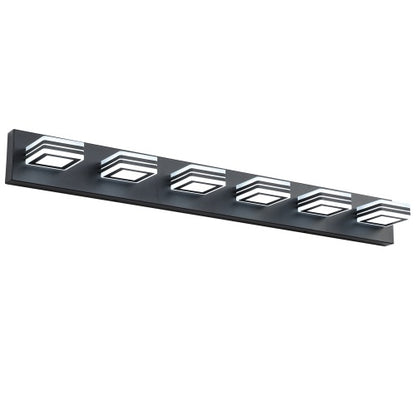Led Modern Black Makeup Light 6 Light Acrylic Matte Black Bathroom Makeup Light Covering Mirror