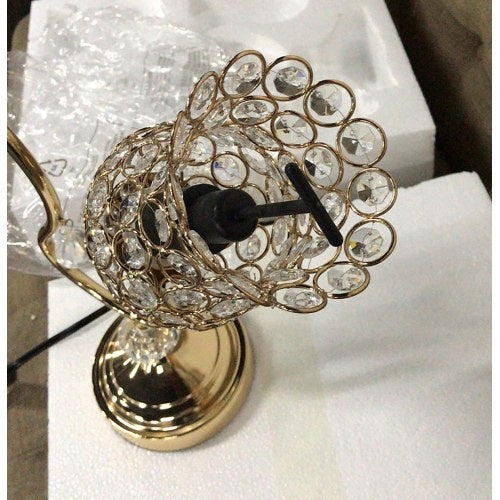 H&H Rose Gold 2 Flower Horn Ornate Metal Table Lamp