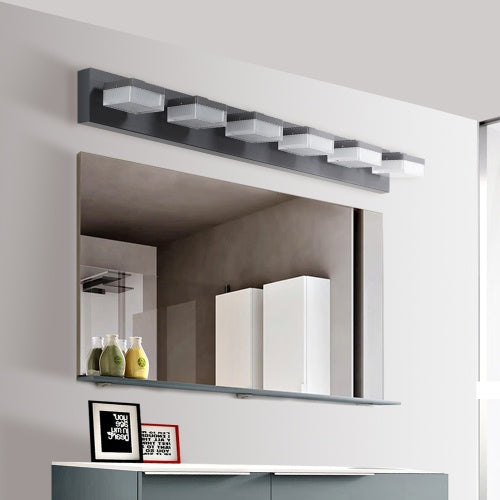Modern 6 Lights Black Led Makeup Mirror Fixtures For Bathroom And Vanity