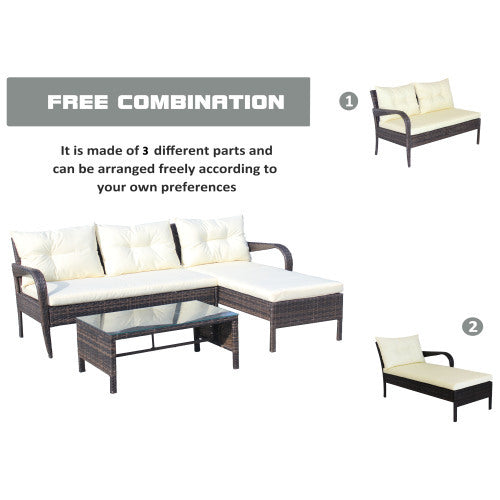 Outdoor Patio Furniture Sets 2 Piece Conversation Set Wicker Ratten Sectional Sofa With Seat Cushionsbeige Cushion