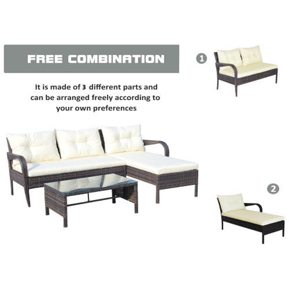 Outdoor Patio Furniture Sets 2 Piece Conversation Set Wicker Ratten Sectional Sofa With Seat Cushionsbeige Cushion