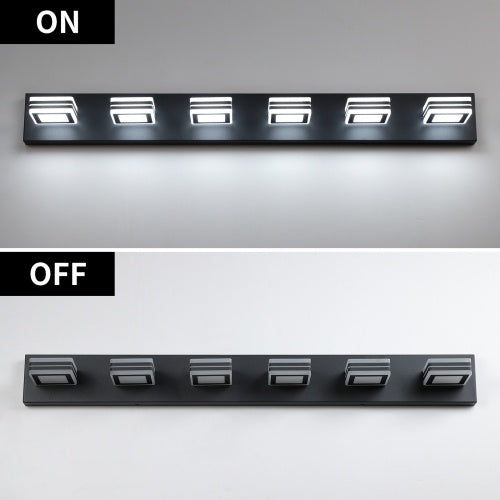 Led Modern Black Makeup Light 6 Light Acrylic Matte Black Bathroom Makeup Light Covering Mirror