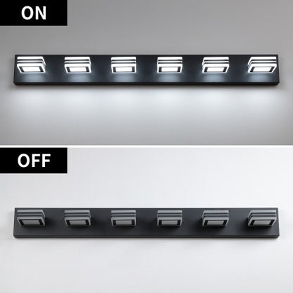 Led Modern Black Makeup Light 6 Light Acrylic Matte Black Bathroom Makeup Light Covering Mirror