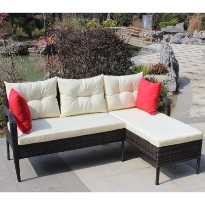 Outdoor Patio Furniture Sets 2 Piece Conversation Set Wicker Ratten Sectional Sofa With Seat Cushionsbeige Cushion